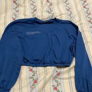 Shein Blue Cropped long sleeved shirt